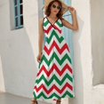 thumbnail image 5 of Christmas Chevron Pattern Green, Red And White Christmas Dress Summer Street Style Bohemia Long Dresses Female Sleeveless Printed Maxi Dress, 5 of 9