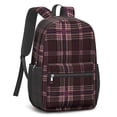 thumbnail image 2 of Maroon and Pink Checkered Pattern 17" School Backpacks for Teens,Waterproof Oxford Fabric,S-Shape Padded Straps for School,Travel,Hiking,Camping, 2 of 6