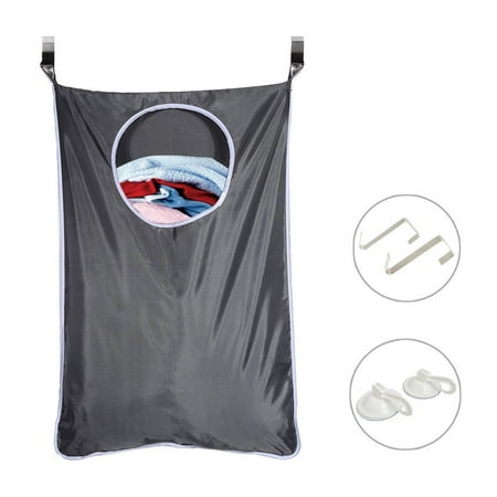 Over The Door Clothes Hamper Laundry Hamper Bag, Magicfly Space Saving Hanging Laundry Nook Door with 2 Stainless Steel Door Hooks & 2 Sucker Hooks ()