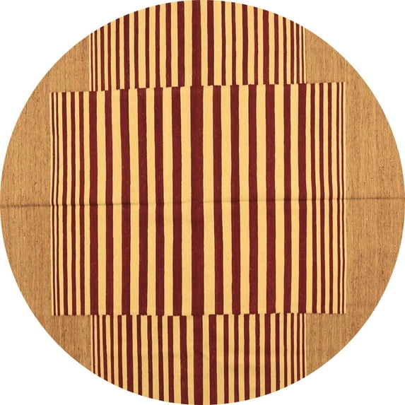 Ahgly Company Indoor Round Abstract Brown Contemporary Area Rugs, 8' Round