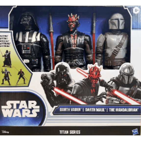 Disney Star Wars Poseable Action Figures 3-Pack - Darth Vader, Darth Maul & The Mandalorian, Articulated Toys