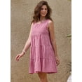 thumbnail image 4 of DARING DIVA Women's Gingham Flowy Swing Plaid Tiered Short Dresses S Red, 4 of 6