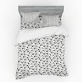 thumbnail image 2 of Flower Duvet Cover Set, Sketchy Drawn Continuous Pattern of Hibiscuses in Monochrome Design, Bedding Set with Shams and Fitted Sheet, 3 Sizes, by Ambesonne, 2 of 3