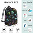 thumbnail image 5 of Mushroom and Moon Black Pattern Backpack for School, Cute School Bag with Adjustable Shoulder Straps and Padded Back, 15.7"x11.8"x5.5", 5 of 5