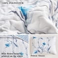 thumbnail image 6 of Botanical Quilt Set 3 Pieces Full/queen Size  Blue Flower Branch On White Reversible Bedspread Coverlet Soft Microfiber Lightweight Bed Cover For All Season (90" X 90" 1 Quilt+ 2 Pillow Shams), 6 of 7