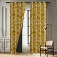 thumbnail image 4 of Vargottam Printed Blackout Curtains - Yellow Linear Leaf Design, Set of 2 Panels, 42 x 96 Inches - Room Darkening, Thermal Insulated Window/Door Drapes with Grommets - Yellow, 4 of 9
