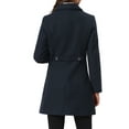 thumbnail image 3 of INSPIRE CHIC Women's Coat Single Breasted Long Sleeve Tunic-length Winter Outwear with Pockets M Dark Blue, 3 of 6