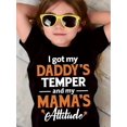 thumbnail image 1 of Youngsters' "I Got My Daddy's Temper & Mama's Attitude" Graphic T-Shirt - 100% Polyester Casual Short Sleeve Tee with Bold Letter Print, Round Neck, Spring Summer Fall Essential, Hand Wash Only, Spri, 1 of 6