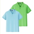 thumbnail image 2 of 2 Pack Boys Polo Shirt Classic Button Closure Collared School Uniform Short Sleeve Golf Polo Shirt Athletic Quick Dry Activewear Tops Light Blue 130, 2 of 5
