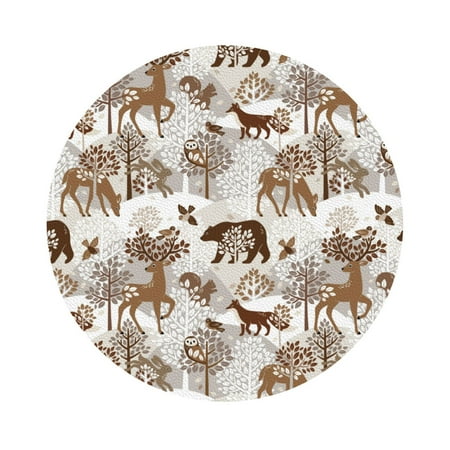 

Pofeuu leaf Moose fox owls tree Print Leather Coasters Set of 6 Round Cups Mugs Mat Pad for Home Kitchen Heat Resistant Drink Coasters Round Shape