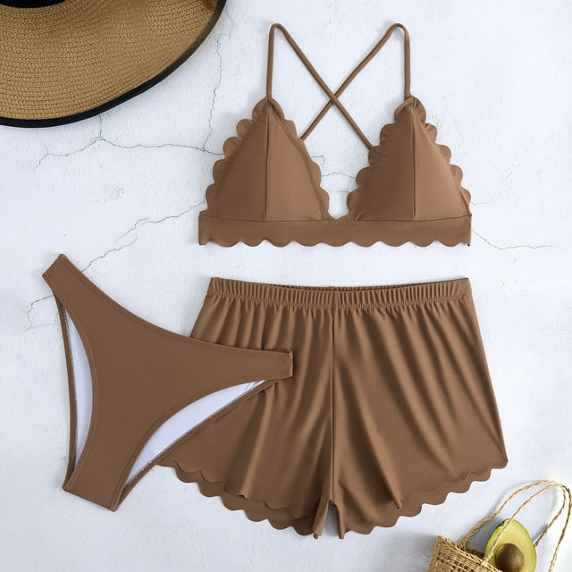 Trajes de baño para mujer Traje de baño de tres piezas para mujer con cordón Traje de baño de dos piezas para playa Trajes de baño para mujer Trajes de baño para mujer Trajes de baño de moda de playa