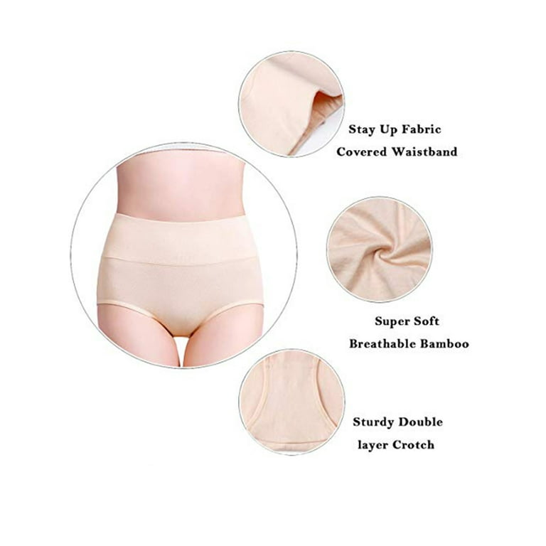 LELINTA Women's High Waist Underwear Cotton Briefs Tummy Control Soft Stretch  Panties Underwear 