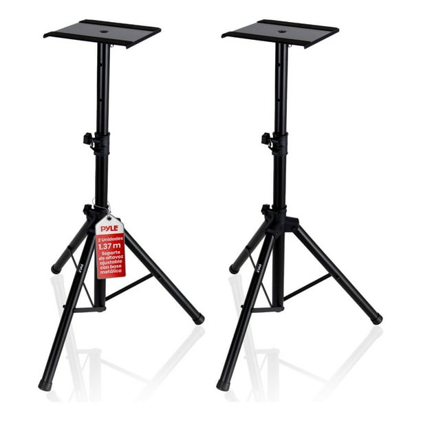 Par de Soportes para Altavoces Pyle, Base de Metal de Alta Resistencia con Trípode, Altura Ajustable de 86 cm a 134 cm, Capacidad de Carga de 40.8 kg, Ideal Altavoces Satelitales y de Estante