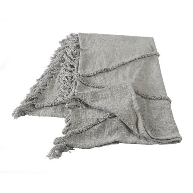 LR Resources THROW80177DZL4250 Tufted Throw Blanket, Light Gray - Rectangle