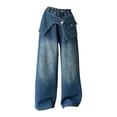 thumbnail image 2 of Coerni Baggy Cargo Pants for Kids Girls Wide Leg Jeans Y2k Hip Hop High Waisted Pants Casual Streetwear Loose Clothes, 2 of 9
