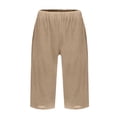 thumbnail image 5 of HAJWOH Women Summer Pull On Linen Bermuda Shorts Knee Length Gauze Beach Capris with Pockets, 5 of 6