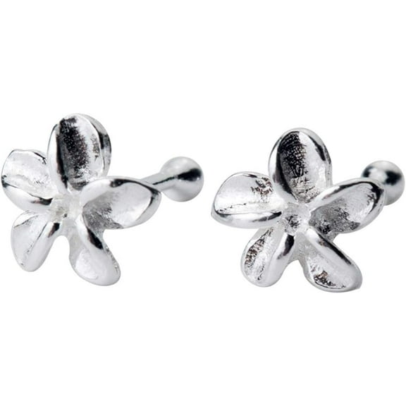 XBage Flower Nose Rings Studs 22 Gauge Body Piercing Jewelry For Women S925 Sterling Silver Tiny Plumeria Cute Ball Bead Labret Screw Nose Stud Post Pin Hypoallgenic Dainty Body Jewelry[bh1444]