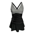 thumbnail image 4 of Womens Tankini Bathing Suits 2026 Casual Modest Striped V Neck Strappy Bikini Top with Bottom Two Piece Bathing Suits Woman, 4 of 5