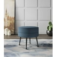 thumbnail image 2 of Manhattan Comfort Bailey Ottoman in Blue with Solid Wood Base and Black Feet, 2 of 10