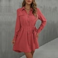 thumbnail image 2 of Werulen Button Down Belted Sundresses for Women, Loose Tunics Midi Sun Dresses Women Summer Casual Long Sleeve Tshirt Dress, 2 of 8