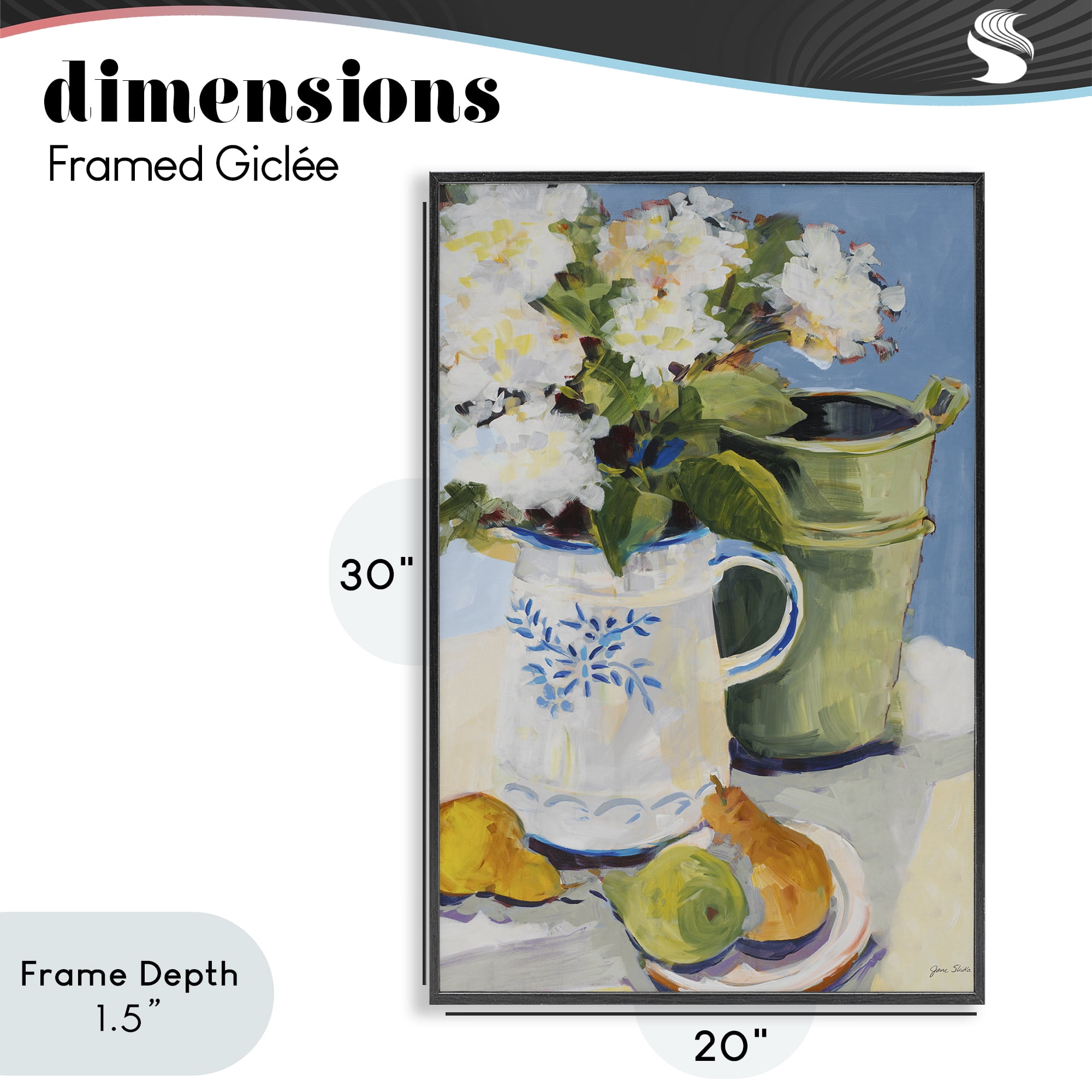 Stupell Industries Pitcher of Flowers Still Life Black Framed Giclee Art, design by Jane Slivka