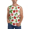 thumbnail image 2 of Lsque Strawberry Print Men's Cotton Blend Sleeveless Muscle Shirts (S-3XL)- Moisture Wicking, Odor Protection, UPF 30+,Small, 2 of 8