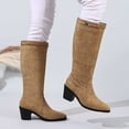 thumbnail image 6 of Aihuaihua Knee High Boots Women Leather Elastic Boots Low Heel Square Toe Fall Long Tall Boots for Women, 6 of 9