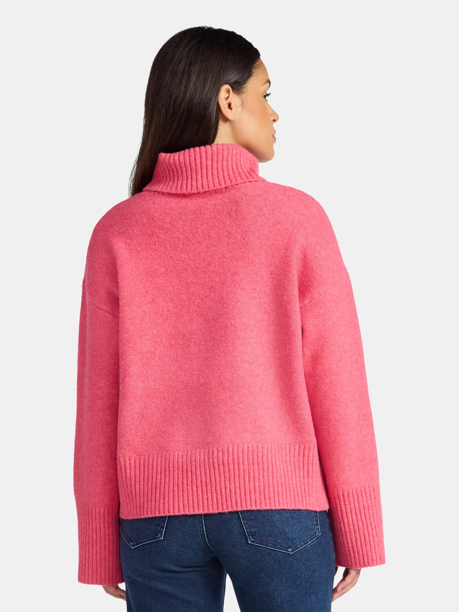 Time and Tru Women's Chunky Turtleneck Pullover Sweater with Long Sleeves, Mid-weight, Sizes XS-XXXL