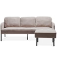 thumbnail image 2 of 3 Seater L-Shaped Sofa with Ottoman, Space-Saving Polyester Fabric Couch for Small Living Rooms, Bedrooms & Apartments - Beige, 2 of 8