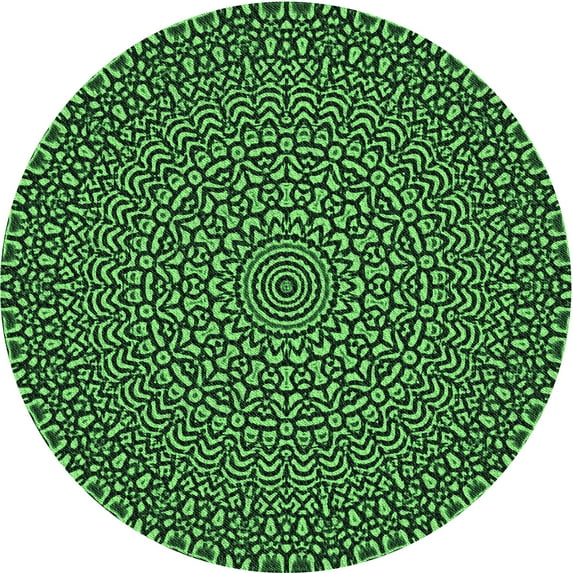 Ahgly Company Indoor Round Patterned Dark Forest Green Area Rugs, 8' Round