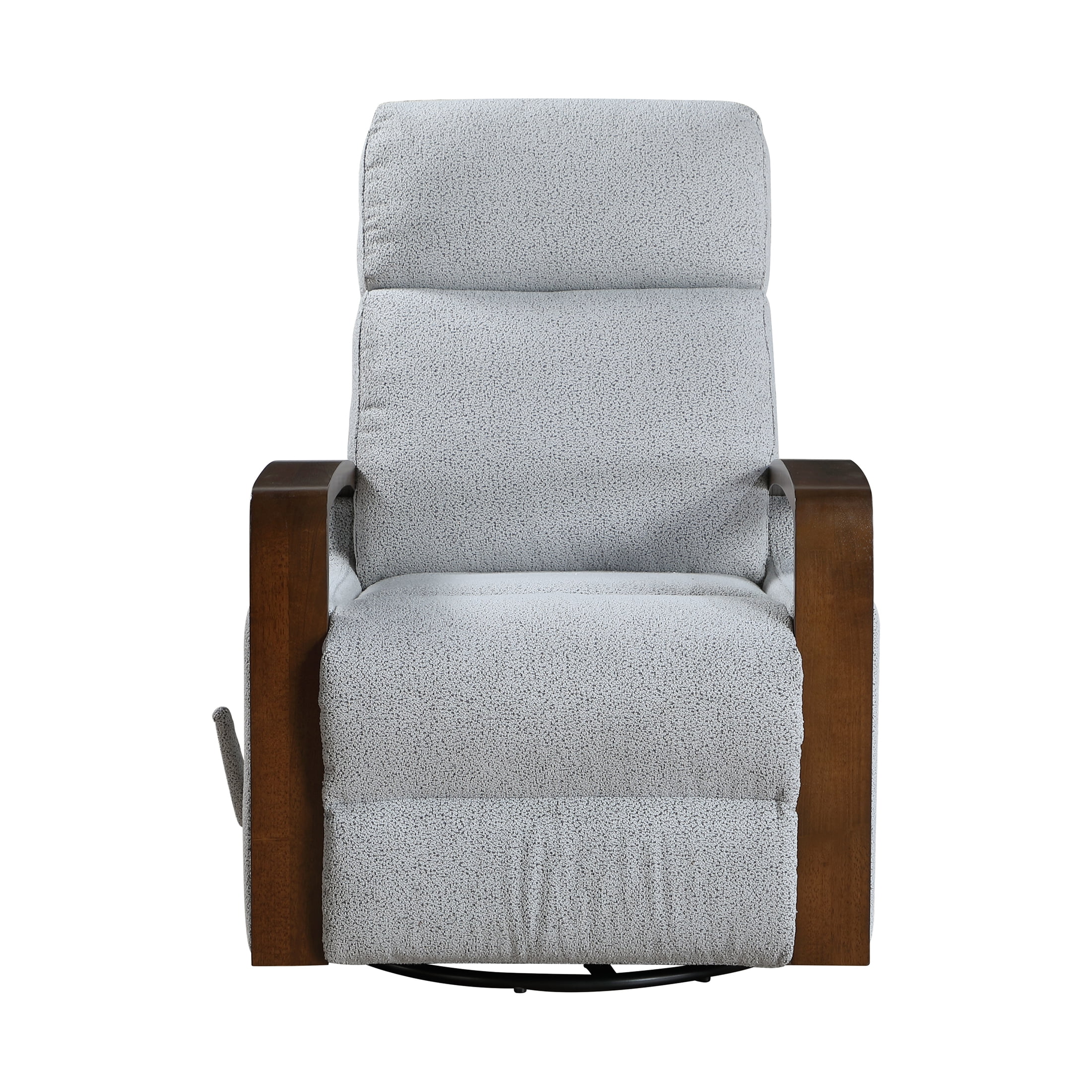 OakvillePark Vexa Boucle Swivel Glider Reclining Chair with Wooden Arms, Gray