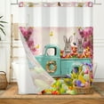 thumbnail image 2 of MIZHONA Easter Eggs No Hook Shower Curtain with Snap in Liner，Bunny in Truck Bath Curtain,71"× 83", 2 of 6