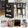 thumbnail image 4 of Dining Table Set for 2 with Drop Leaf, High Top Kitchen Bar Table with 3 Tier Storage Shelves & 2 Stool, Wood Bar Height Dining Room Set for Small Space Dinner Pub Breakfast Brunch, 4 of 7