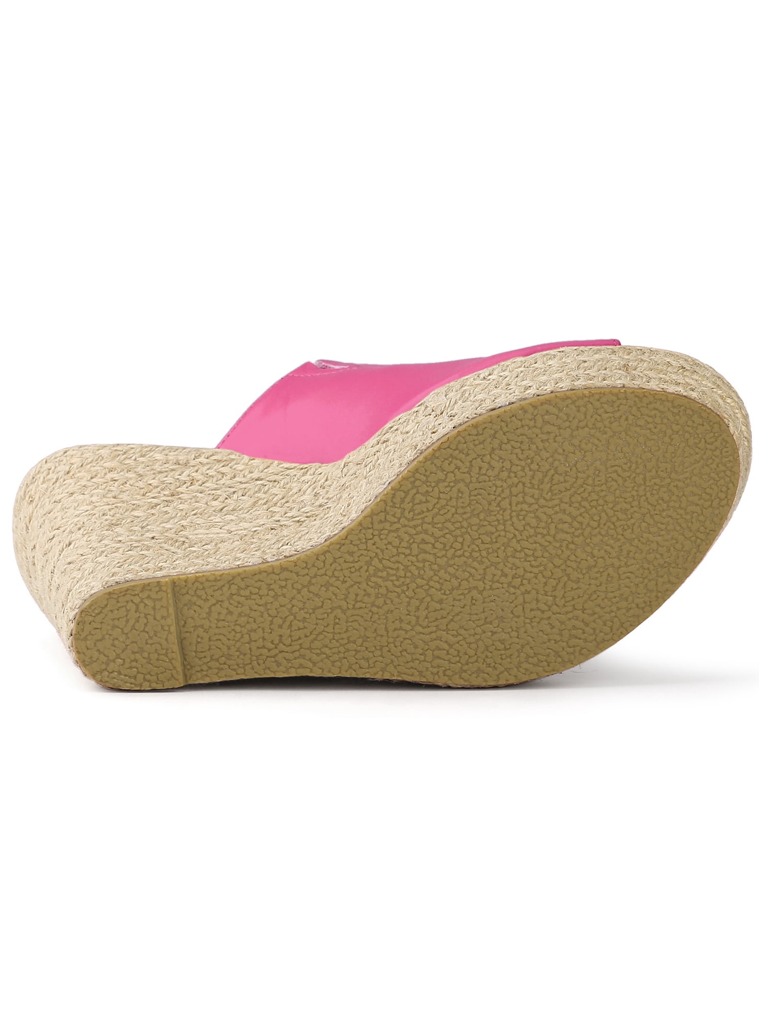 DARING DIVA Women's Slip on Platform Sandals Espadrilles Wedges Slides Mules Hot Pink 7.5