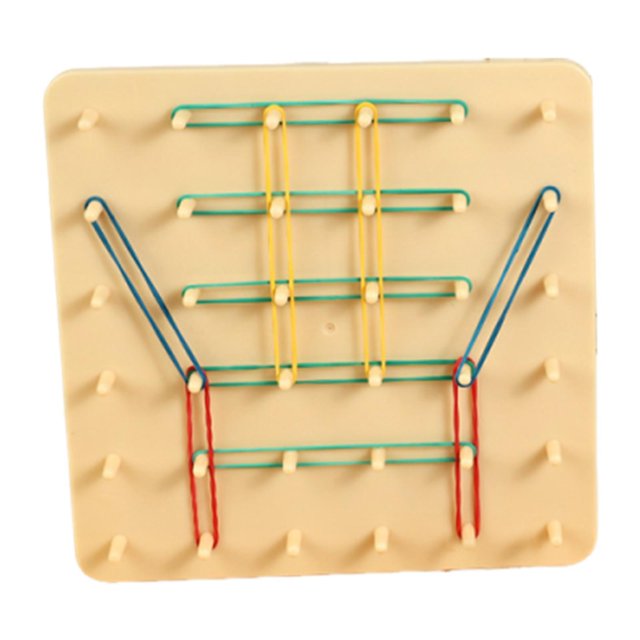 Geoplano de madera 2 en 1 y juego de tres en raya. Juego de mesa geométrico para toda la familia. Rosa Blanco