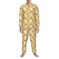 thumbnail image 3 of Honeii Rabbit Hunger Pattern Mens Pajamas Set,2pcs Men's Lounge Long Sleeve Sleep Shirt and Pajama Bottoms Sleepwear Set,Mens Pjs Sets-Small, 3 of 7
