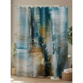 thumbnail image 4 of Fsddascl Turquoise Gradient Shower Curtain Set - Long 72" x 84" Washable Bathtub Curtain with 12 Hooks, Abstract Modern Luxury Ombre Painting Waterproof Fabric Stall Shower Curtains for Bathroom, 4 of 6