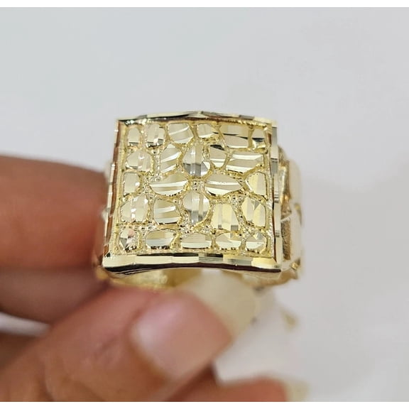 10k Nugget Ring Yellow Gold Women Men Real Genuine 10Kt (Ring Size:6;)