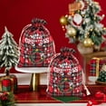 thumbnail image 5 of 1 PC Cotton Medium Christmas Drawstring Candy Treat Bag Buffalo Plaid Christmas Fabric Goody Gift Pouch Reusable Gift Wrapping Bag Holiday Party Favors, 5 of 6