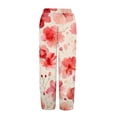 thumbnail image 5 of Women's Casual Pants Striped Linen Pants For Women Summer Casual Wide Leg Pants With Pockets Comfy Cropped Palazzo Pants,Pink Women's Casual Pants L, 5 of 5