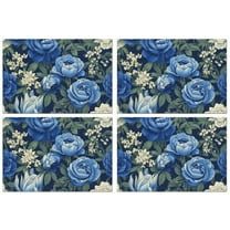 Pioneer Flower Floral Print Pattern Summer Placemats Table Placemats Set Of 4-Linen Kitchen Washable Placemats Table Mats 12x18 Inch Non-Slip Heat Resistant