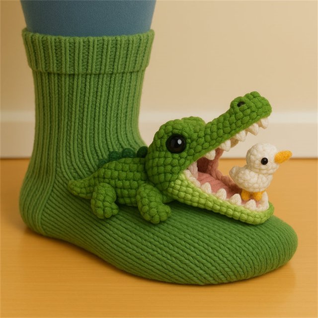 Calcetín Calcetines navideños de invierno tejidos a mano a ganchillo para niñas y mujeres, ideales como calcetines de suelo o para regalar. Color verde Rkxzt