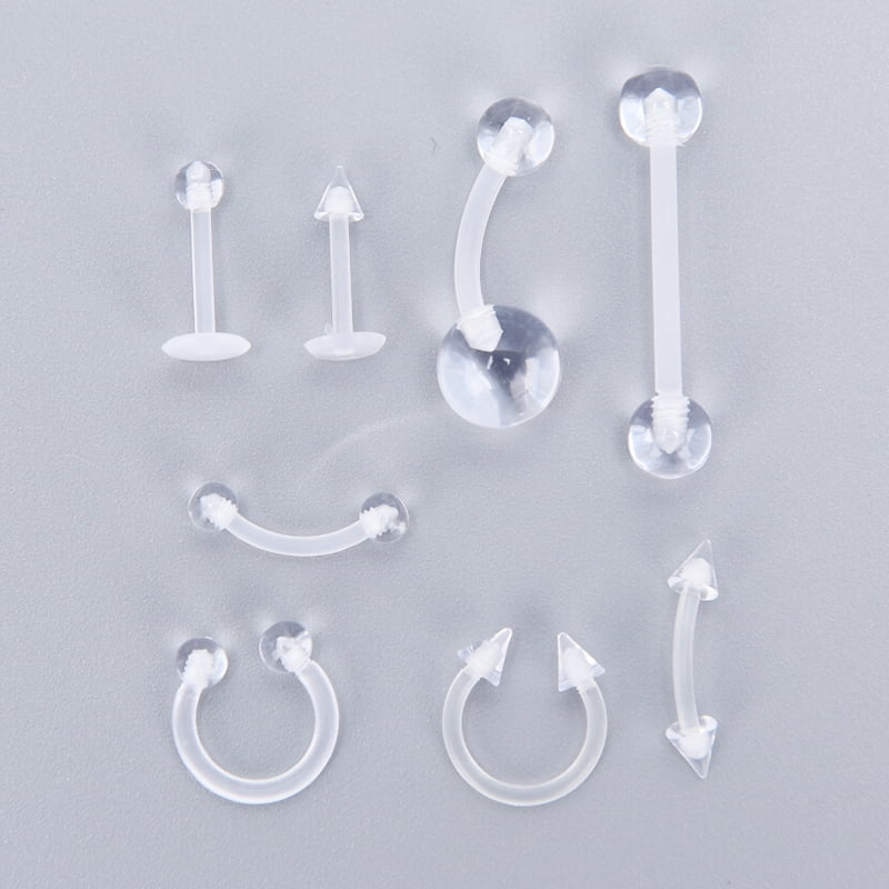 Details about 8Pcs Transparent Clear Acrylic Nose Ear Lip Belly Flexible Body Piercing Jew CA Details about 8Pcs Transparent Clear Acrylic Nose Ear Lip Belly Flexible Body Piercing Jew CA