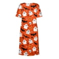 thumbnail image 6 of Fall Dresses V-Neck 3/4 Sleeve Dress Halloween Graphic Midi Dress Loose Fit Boho Dresses for Women, 6 of 6