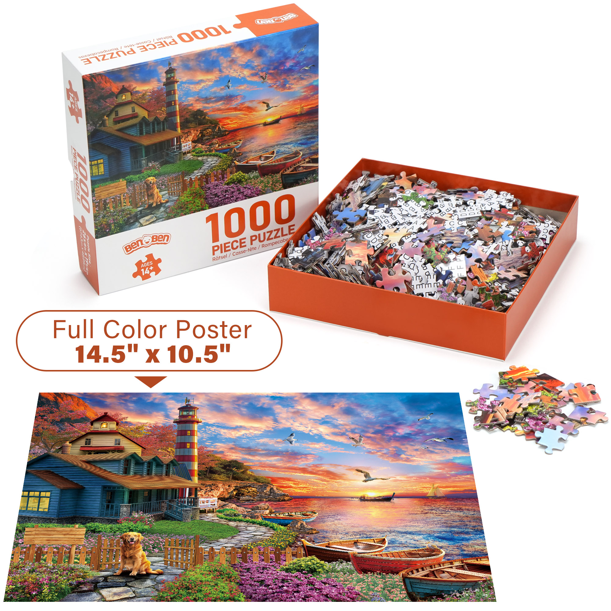 BenBen 1000-Piece Scenic Sunset Harbor Jigsaw Puzzle photo 5