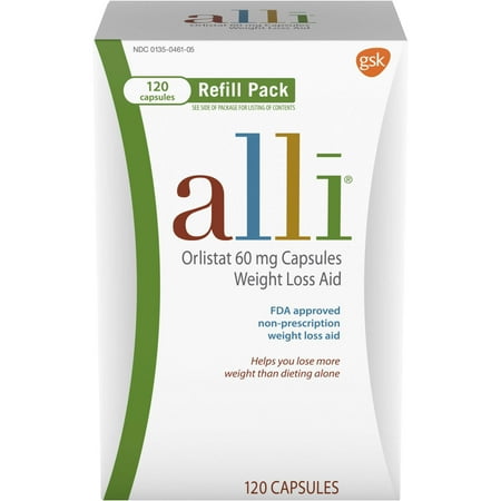 alli Diet Weight Loss Supplement Pills, Orlistat 60mg Capsules, 120