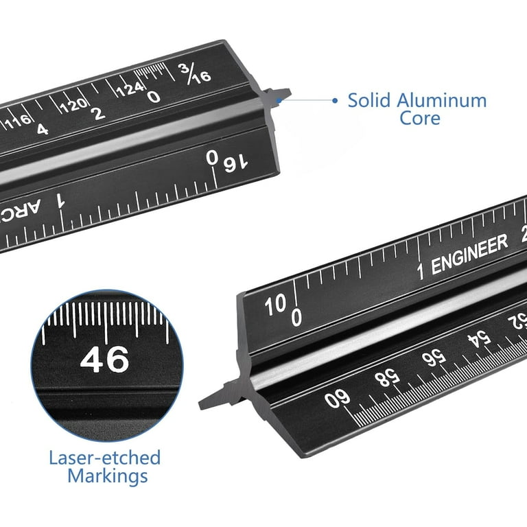 2pcs Architectural Scale Ruler, 12 Aluminum Architect Scale