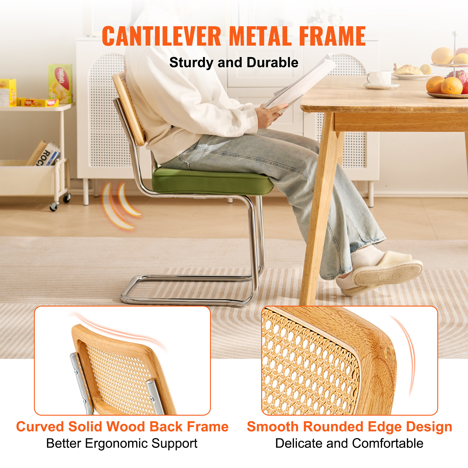Chaises De Salle à Manger En Chenille - Lot De 4, Pieds Métal, Dossier Ergonomique, Capacité 250 Lb - Kaki - 10