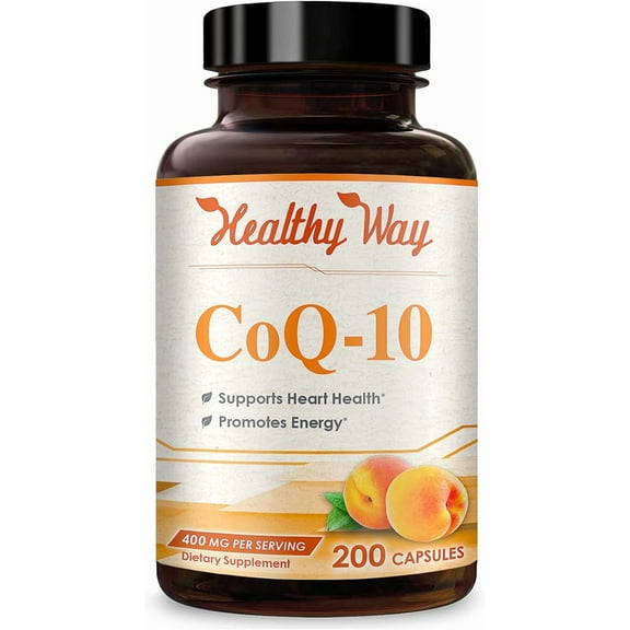 Healthy Way CoQ10 Supplement, Antioxidant Support for Heart Health & Energy, 400mg, 200 Capsules