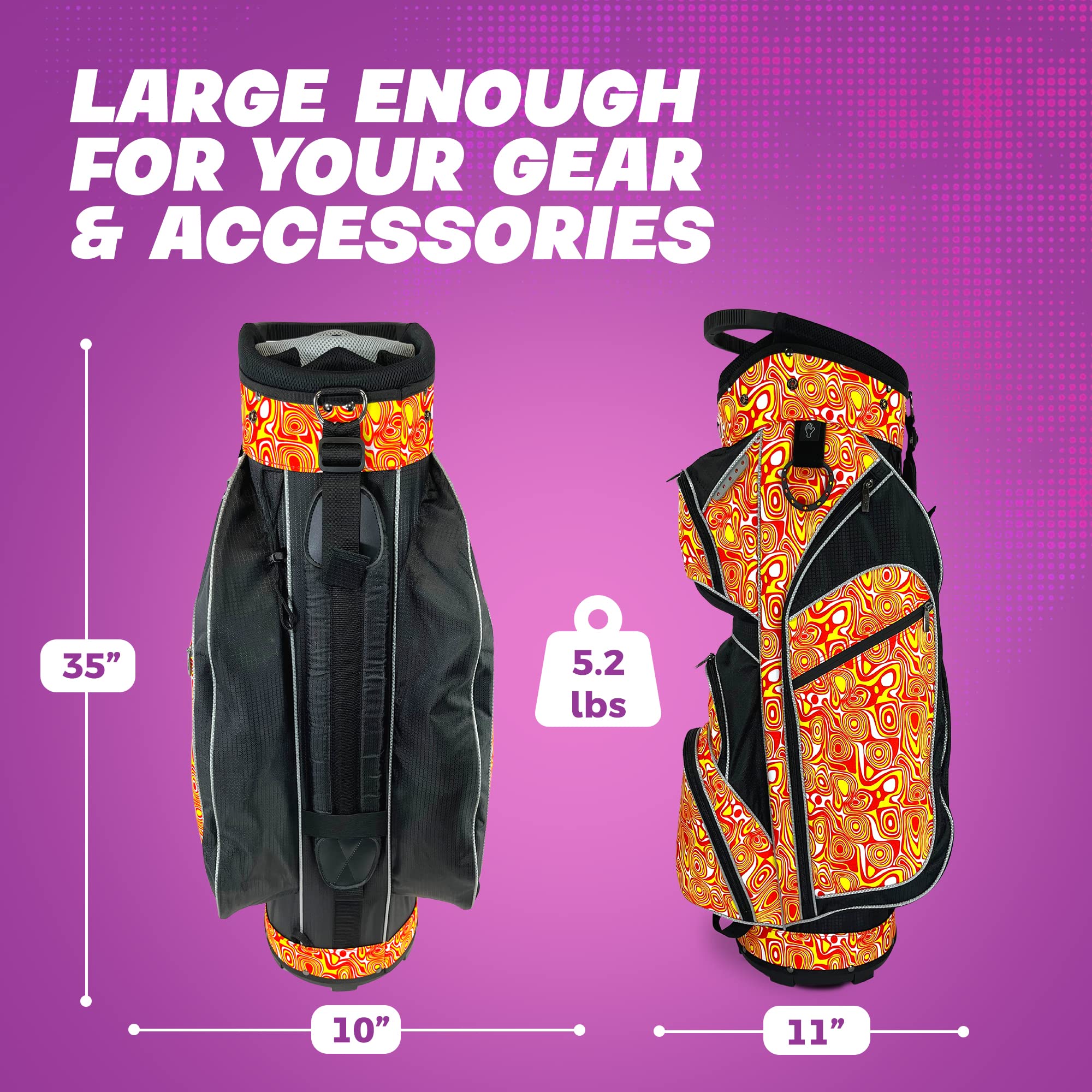 Womens Golf - Taboo Fashions 14 Way Lightweight Ladies Cart Bag (Orange Lava)